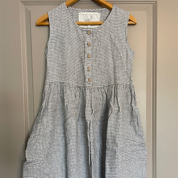 Not Perfect Linen | XS Mama dress in Small Checks - Picture 1 of 3